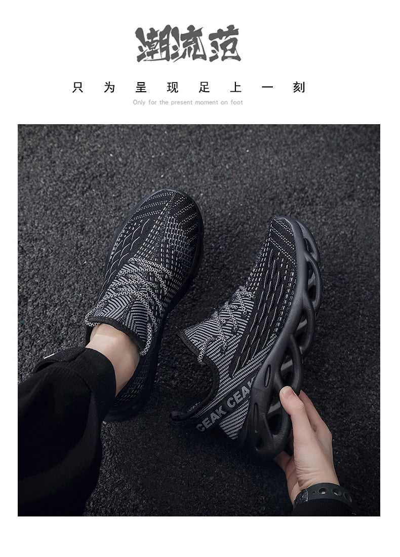 Men's mesh sports shoes lace-up large size men's casual shoes vulcanized light walking and running shoes