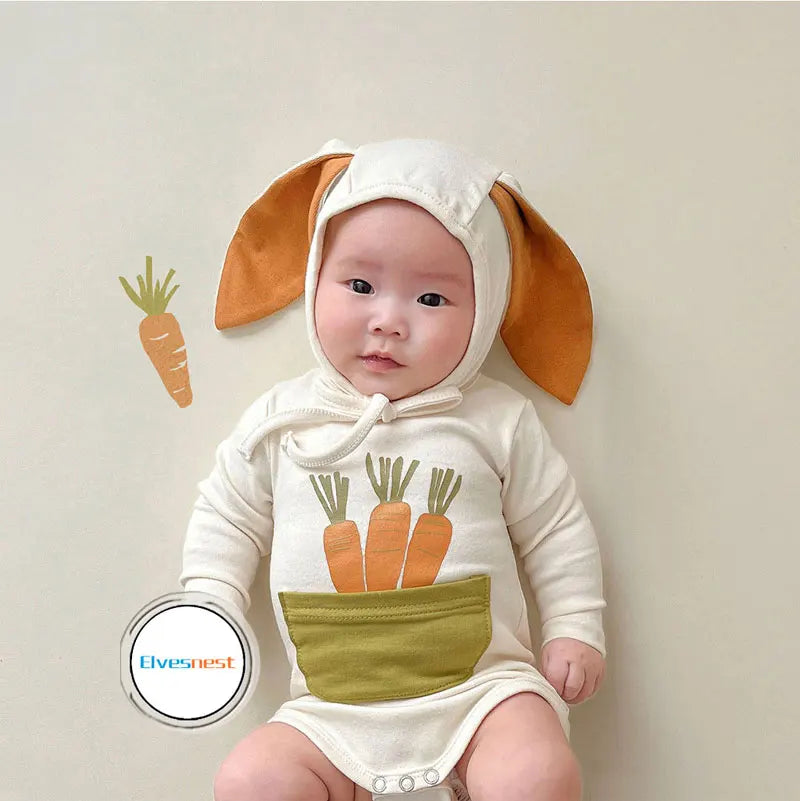 Cartoon Newborn Clothes Boys Bodysuits Hat Spring & Autumn Baby Girls Clothes Cotton Baby Bodysuits 3-18 Months