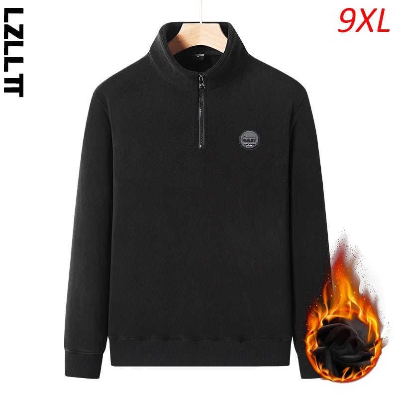 Winter Men Fleece Windproof Casual Jackets Coats Men Fashion Windbreaker Jackets Men’s Jacket Breathable Tops Male Plus Size 9XL