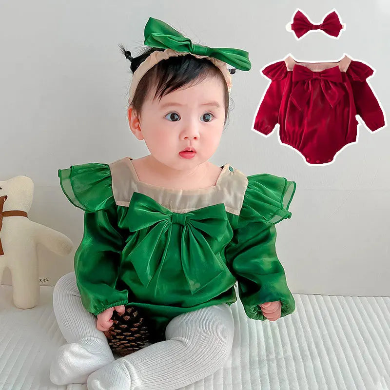 Spring & Autumn Baby Clothes Girl Bodysuit + Scarf Solid Color Baby Bodysuits Cotton Long Sleeves Newborn Clothing 3-18 Months