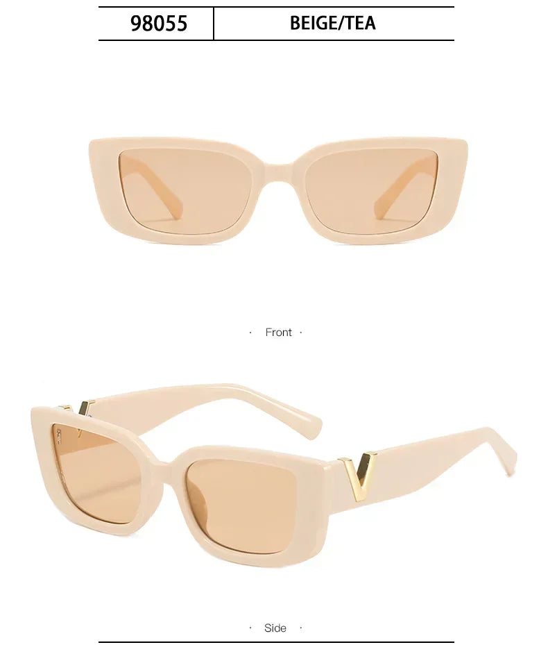 Fashion Cat Eye Sunglasses Women Luxury V Sun Glasses For Ladies Classic Rectangle Driving Shades Outdoor Traveling UV400