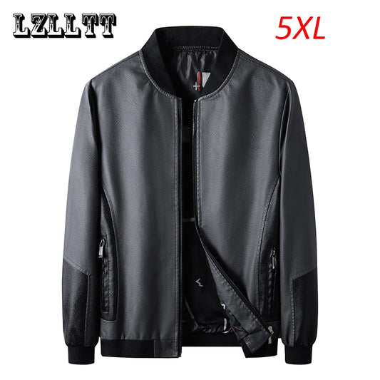 Spring  Autumn Men Casual Motorcycle Biker Jacket Coats Mens Outwear Leather Jacket Men's Vintage Fashion Jacket Coat Male 5XL