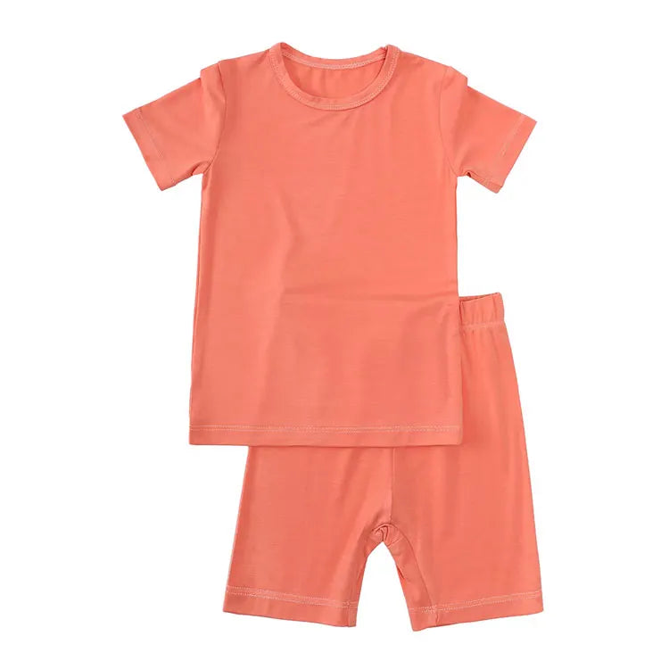 Fashion Solid Color Kids Clothes Girls Outfit Set Cotton Short Sleeve Tops Shorts Summer Children Boys Clothing Sets 1-6 Years