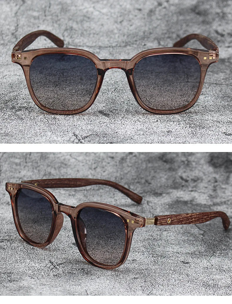 Sunglasses for Men Women's Trendy Retro Wood Grain Polarized UV Protection Eyewear Cycling Outdoor Street Photography