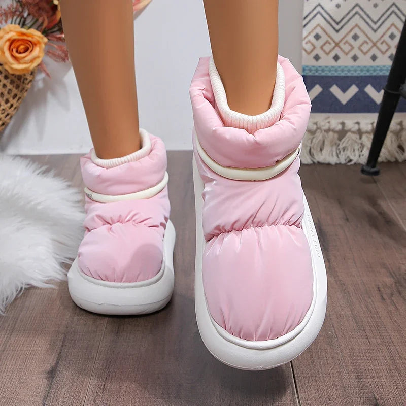 Women's Waterproof Down Cotton Padded Shoes Warm Plush Thick Bottom Snow Boots Women 2023 Platform Non-Slip Winter Ankle Boots