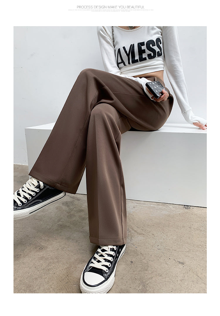 Casual High Waist Loose Wide Leg Pants for Women Spring Autumn New Female Floor-Length White Suits Pants Ladies Long Trousers