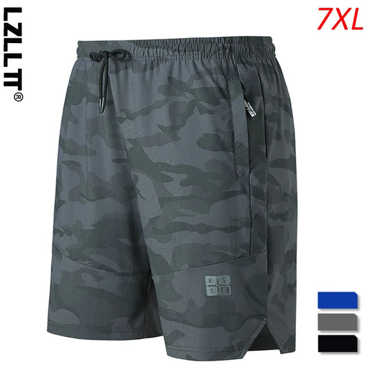 2023 Summer Men Breathable Quick Dry Sport Shorts Mens Camo Cool Beach Bermuda Shorts Man Gym Running Shorts Male Plus Size 7XL