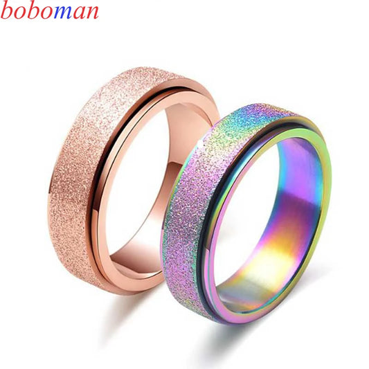 6mm Anxiety Ring for Women Men Stress Release Rotate Freely   Stainless Steel Anti Stress Accessories Jewelry Gifts