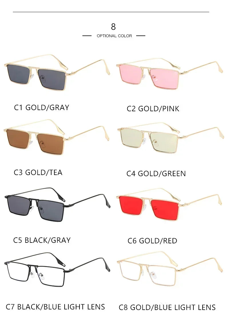 Vintage Narrow Small Sunglasses Women Luxury Brand Metal Frame Sun Glasses Rectangle Driving Eyeglasses Fishing Eyewear Men 2023