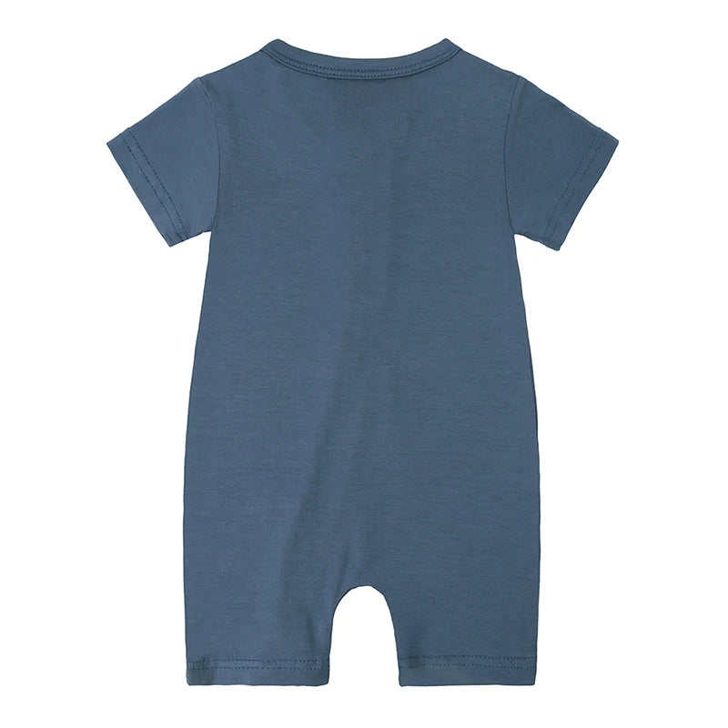 Fashion Solid Color Newborn Baby Clothes Girls Romper Bamboo Fiber Short Sleeve Zipper Baby Boy Romper 0-24 Months