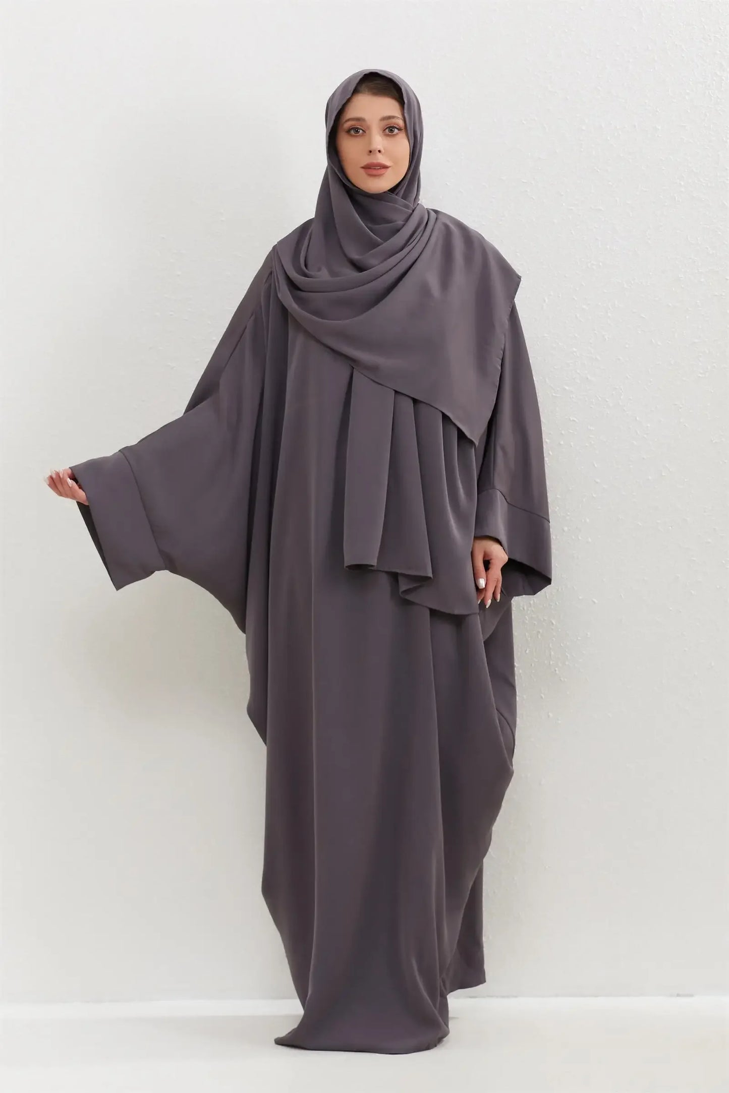 Two Pcs Muslim Abaya Women Jilbab Islamic With Hijab Clothing Dubai Saudi Robe Turkish Modesty Prayer Dresses Kaftans