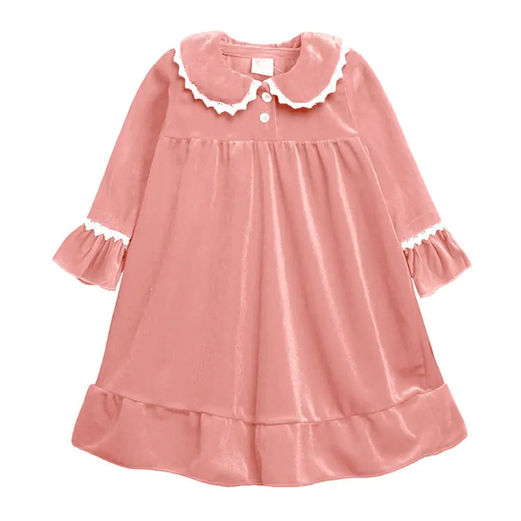 Solid Color Girls Casual Dresses Winter Kids Dresses for Girls Cotton Long Sleeve Children Clothing Girls Dress 1-11 Years