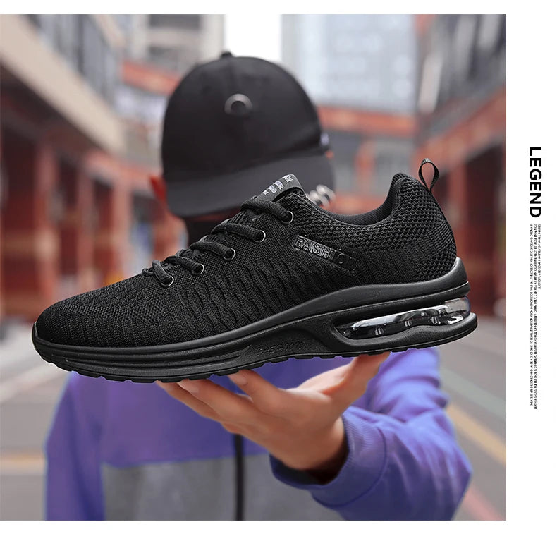 New mesh sports casual shoes breathable walking flat men fitness spring and autumn lace-up vulcanized men's shoes