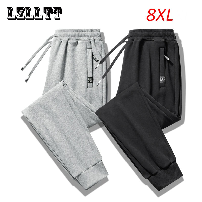 Spring Autumn Men Solid Sweatpants Tracksuit Jogger Pants Mens Drawstring Cotton Casual Trousers Outer Sport Male Large Size 8XL