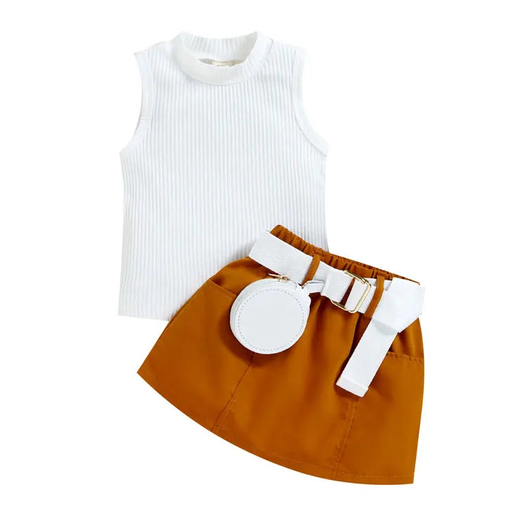 Fashion Solid Color Girl Clothing Sets Summer Clothes for Girls Cotton Sleeveless Tops Shorts Children Clothing 1-5 Years