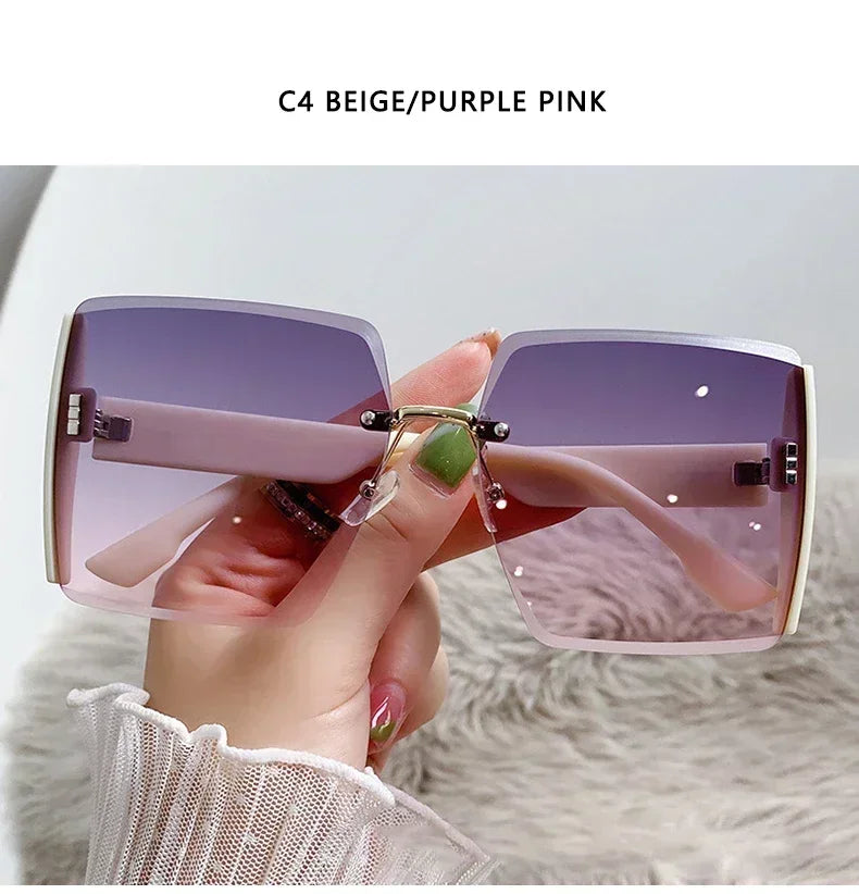 Vintage Square Sunglasses Woman Classic Retro Gradient Mirror Frameless Sun Glasses Female Fashion Rimless Oculos De Sol UV400