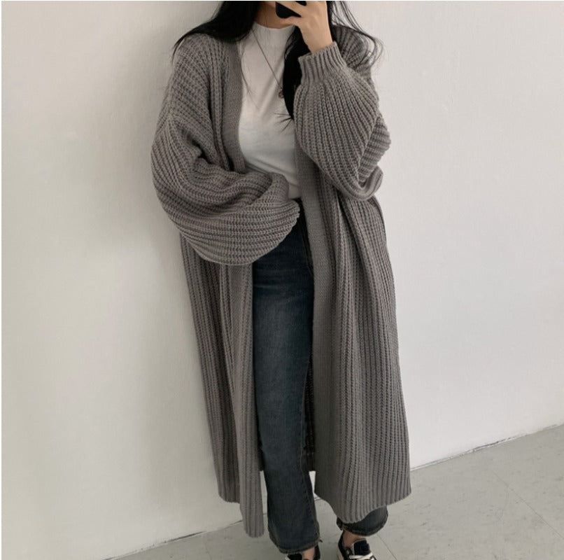 Autumn Winter Fashion Female Vintage Full Sleeve Loose Warm Knitwear Long Sweaters Cardigan Women Casual Sweater Coats Outwear