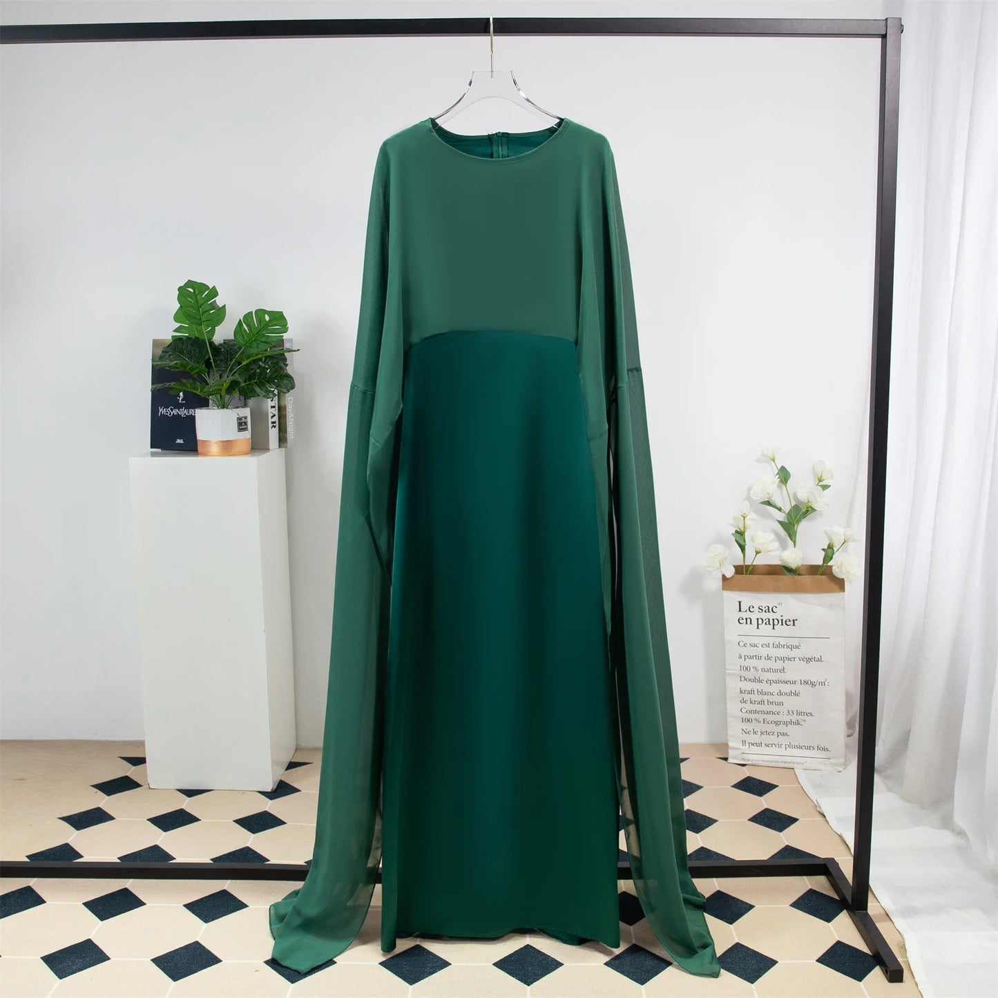 Women Party Dress Muslim Islamic Modest Dresses Elegant O-neck Mesh Patchwork Long Banquet Dresses Muslim Abaya Women's Clothing