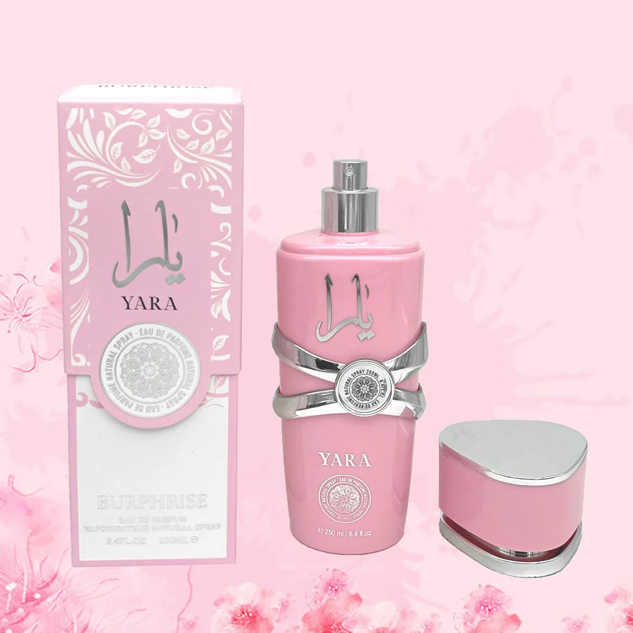 250ML 8.4FL.OZ Amber Vanilla Yara Perfume, Long Lasting Gourmand Fragrance Eau de Parfum Spray, Arabian Perfumes Gift for Women