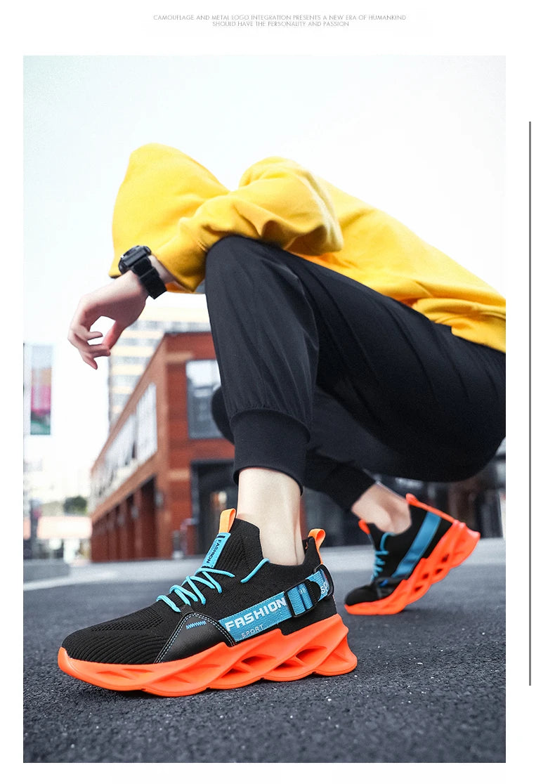 Men's spring and autumn light sports running shoes casual sports shoes outdoor breathable mesh walking lace-up fitness shoes