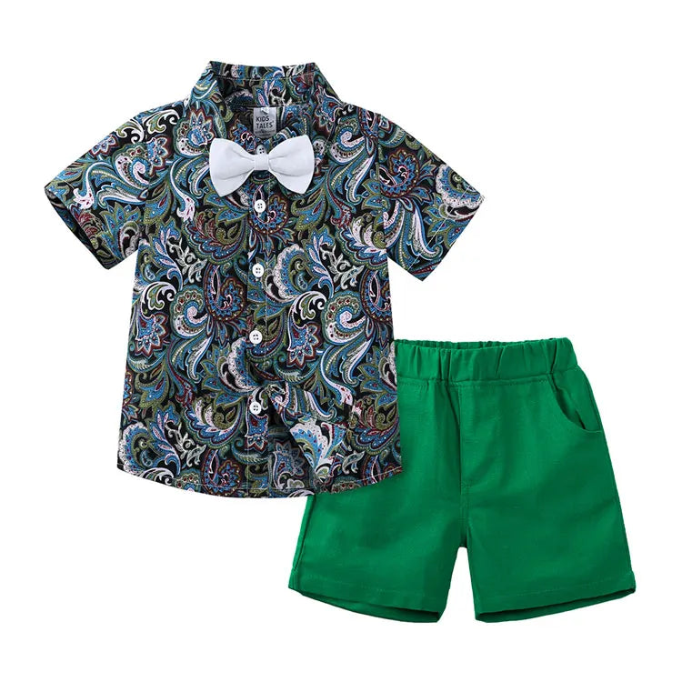 Fashion Kids Clothes Boys Outfit Summer Boy Clothing Sets Cotton Short Sleeve Shirt Shorts Children Clothing 1-6 Years