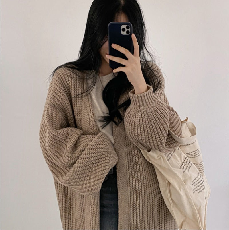 Autumn Winter Fashion Female Vintage Full Sleeve Loose Warm Knitwear Long Sweaters Cardigan Women Casual Sweater Coats Outwear