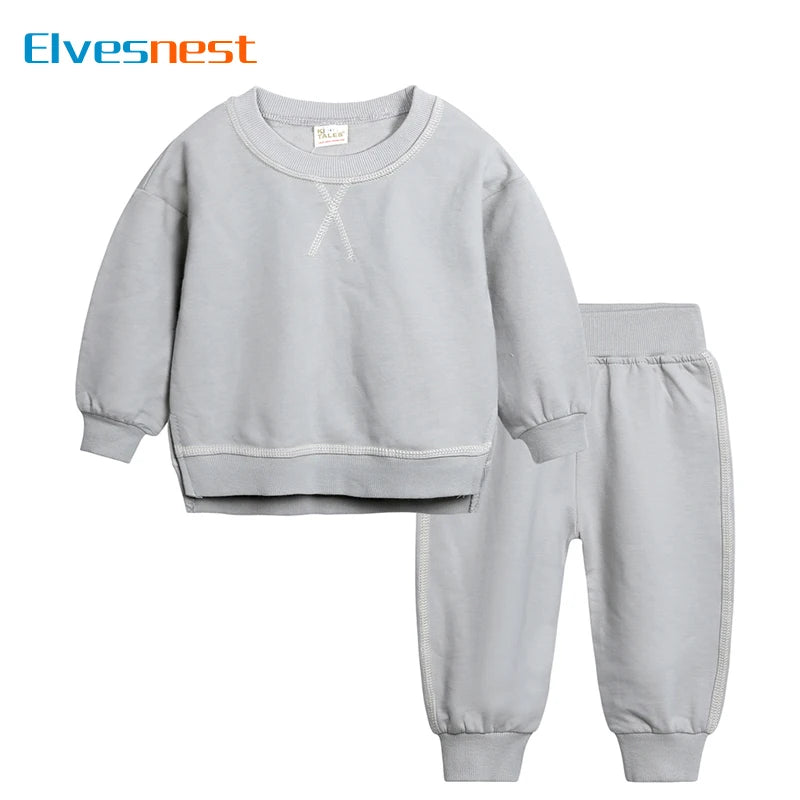 Fashion Solid Color Kids Tracksuit Sets Cotton Long Sleeve Tops Pants 2 Pcs Spring Autumn Children Clothing Boy Outfit 2-6 Years