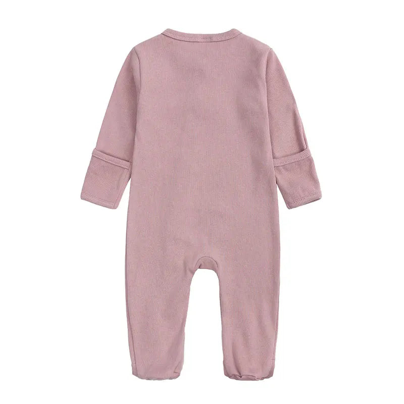 Solid Color Newborn Baby Boy Footies Spring Autumn Baby Clothes Girls Footies Cotton Long Sleeve Toddler Clothes 3-12 Months