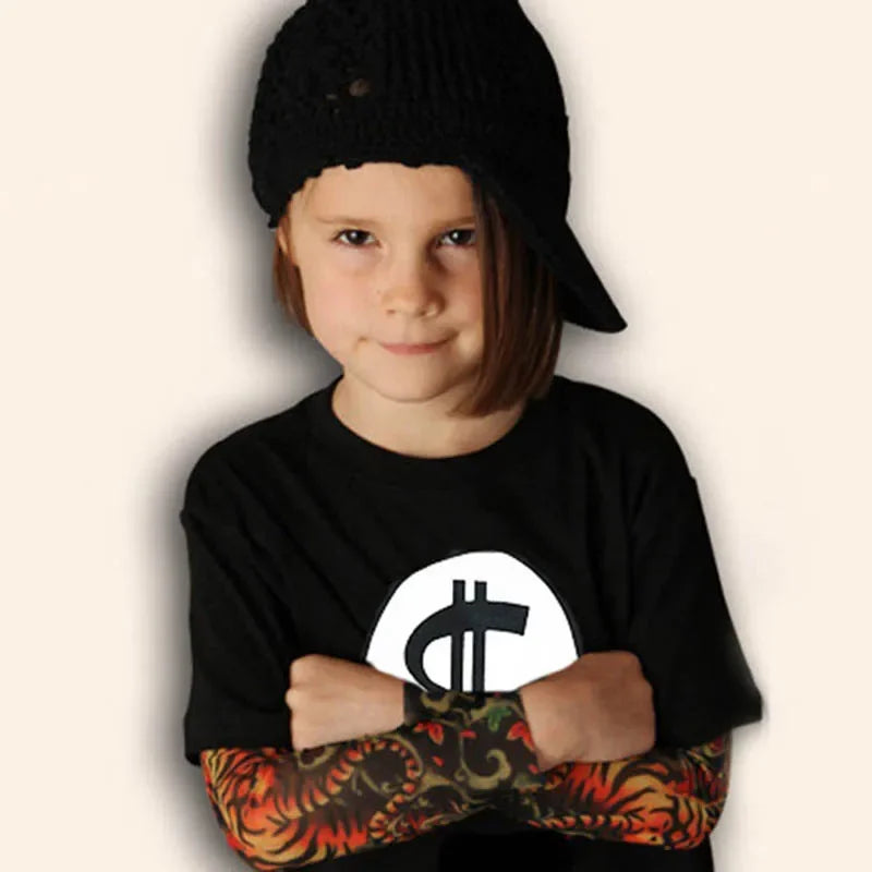 Boys Long Sleeve Tops Novelty Tattoo T-Shirt For Boys Spring Autumn Children Tee Shirts Cotton Kids Boy T Shirt Child Clothes