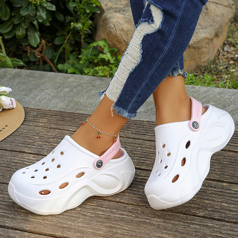 Chunky Platform Clogs Sandals Women 2024 Summer Soft Thick Bottom Beach Garden Shoes Woman Slide Non Slip Eva Wedge Slippers