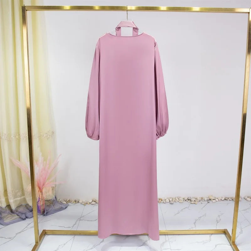 Women Abayas Muslim Kaftan Puff Sleeves Lace-up Maxi Length Ramadan Dresses Jilbabs Open Front  Abayas Outwear Cardigan Coats