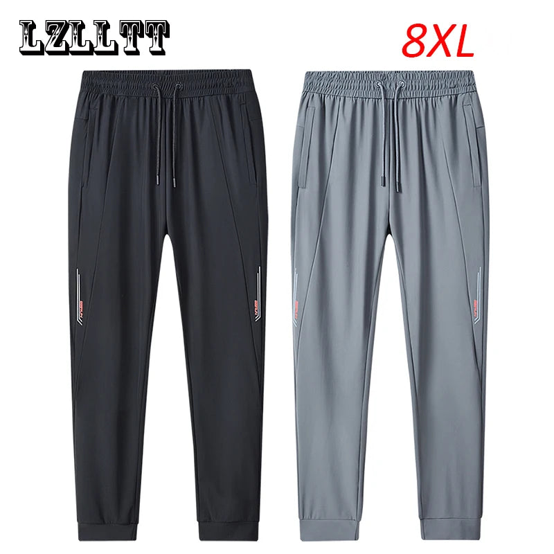 Spring summer Men Casual Breathable Sport Joggers Pants Men Ice Cool Quick Dry Outdoor Tracksuit Pant Men Trousers Plus Size 8XL