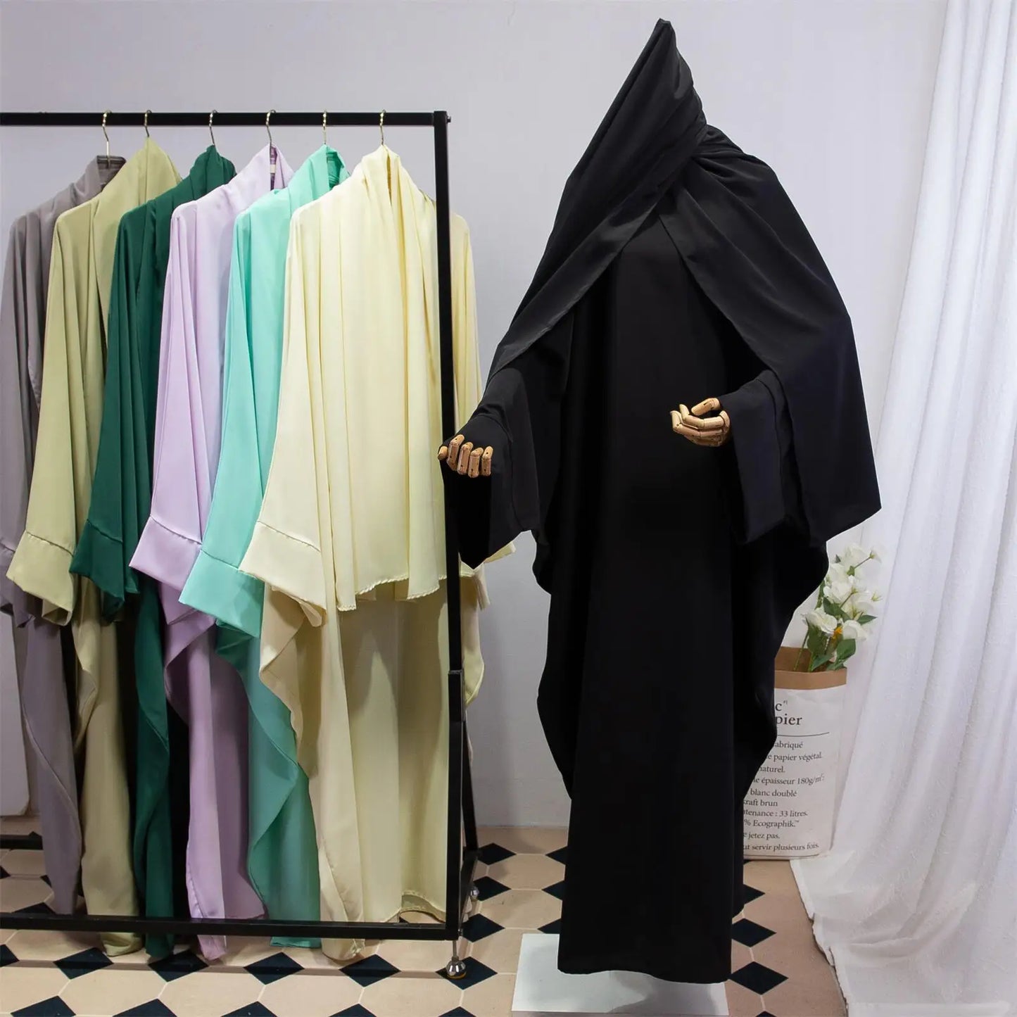 Two Pieces Muslim Abaya Women Jilbab Islamic With Hijab Clothing Dubai Saudi Robe Turkish Modesty Prayer Dresses Loose Kaftans