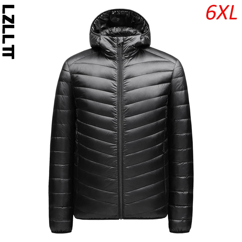 Winter Men Hooded Casual Waterproof Windproof Duck Down Parkas Coats Mans Solid Outwear Puffer Parkas Male Jackets Plus Size 6XL