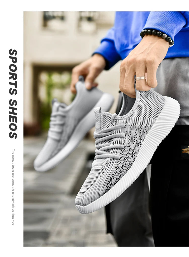 2024 Spring and Autumn mesh surface breathable running casual sneakers for men Flat lace-up light walking shoes for men