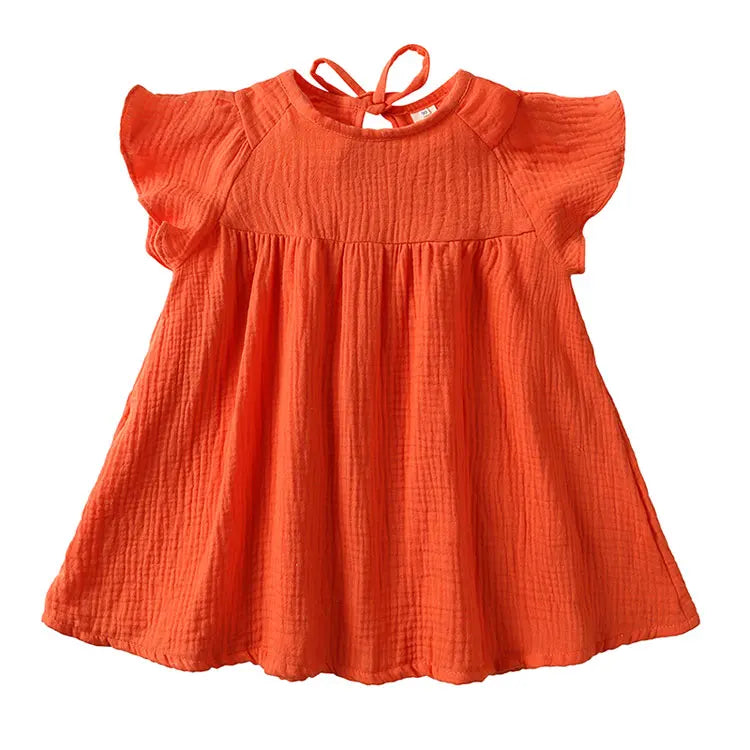 European and American Style Kids Dresses for Girls Cotton Linen Short Sleeve  Girls Dress Summer Girls Casual Dresses 1-7 Years