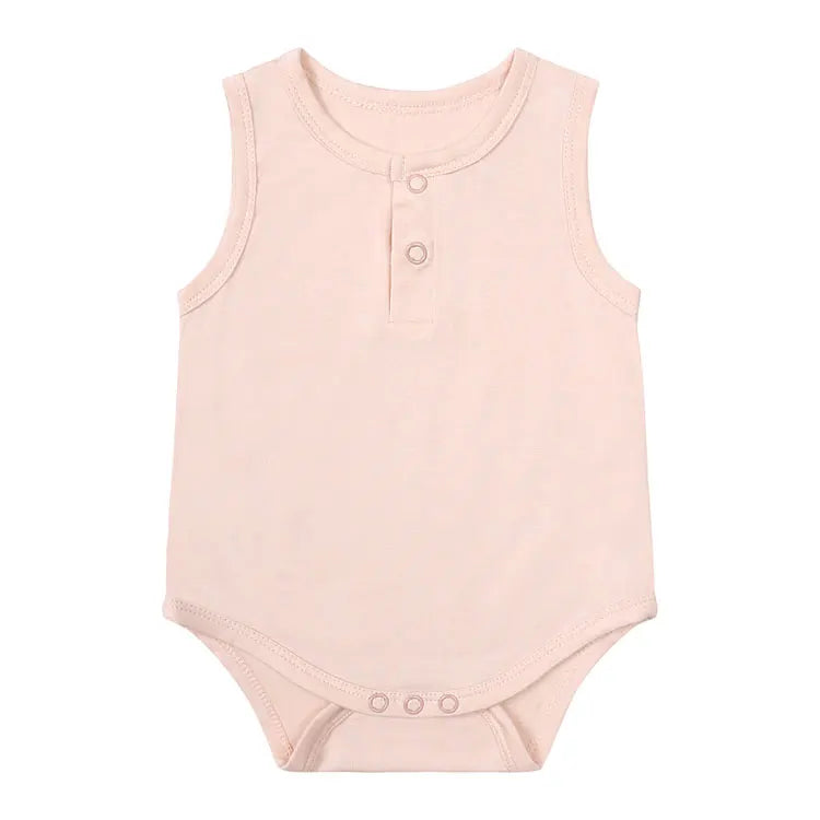 Fashion Bamboo Fiber Newborn Clothes Girls Bodysuits Solid Color Sleeveless Baby Boy Bodysuit Summer Baby Clothing 0-24 Months