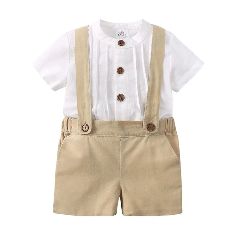 Formal Kids Clothes Boys Sets Summer Toddler Boy Clothes Cotton Shrirt Suspenders Pants Childreng Clothing Boy Outfits 1-4Years