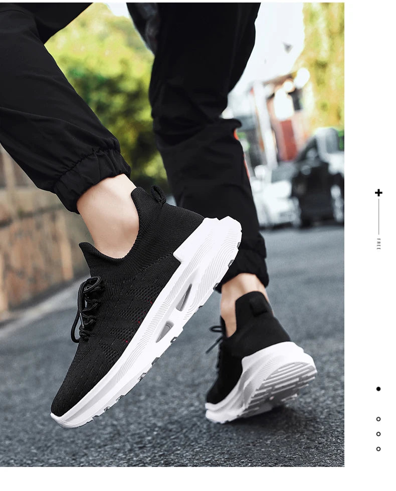 Men's sports casual shoes Breathable light lace-up solid color comfortable walking fitness training men's shoes