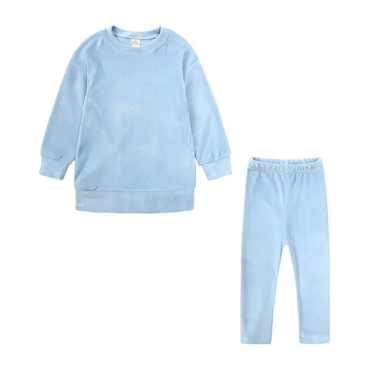 Fashion Solid Color Kids Clothes Girls Sportswear Sets 2 PCS Long Sleeve Tops Pants Spring Autumn Children Clothing 2-6 Years