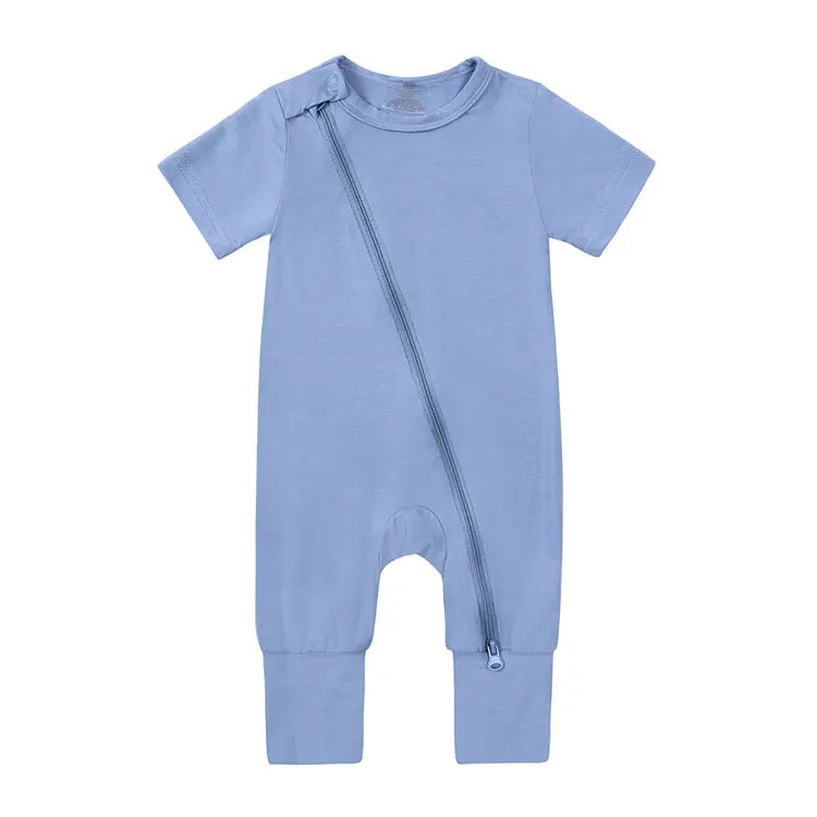 Fashion Solid Color Baby Girl Romper Summer Baby Clothes Boys Rompers Cotton Short Sleeve Zipper Newborn Rompers 3-24 Months