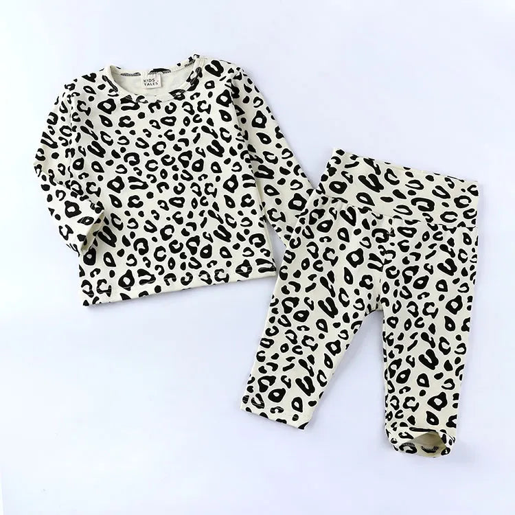 Leopard Kids Clothes Girl Outfit Set Spring Autumn Toddler Boys Clothes Cotton Long Sleeve Tops Pants Children Clothing 2-6Years