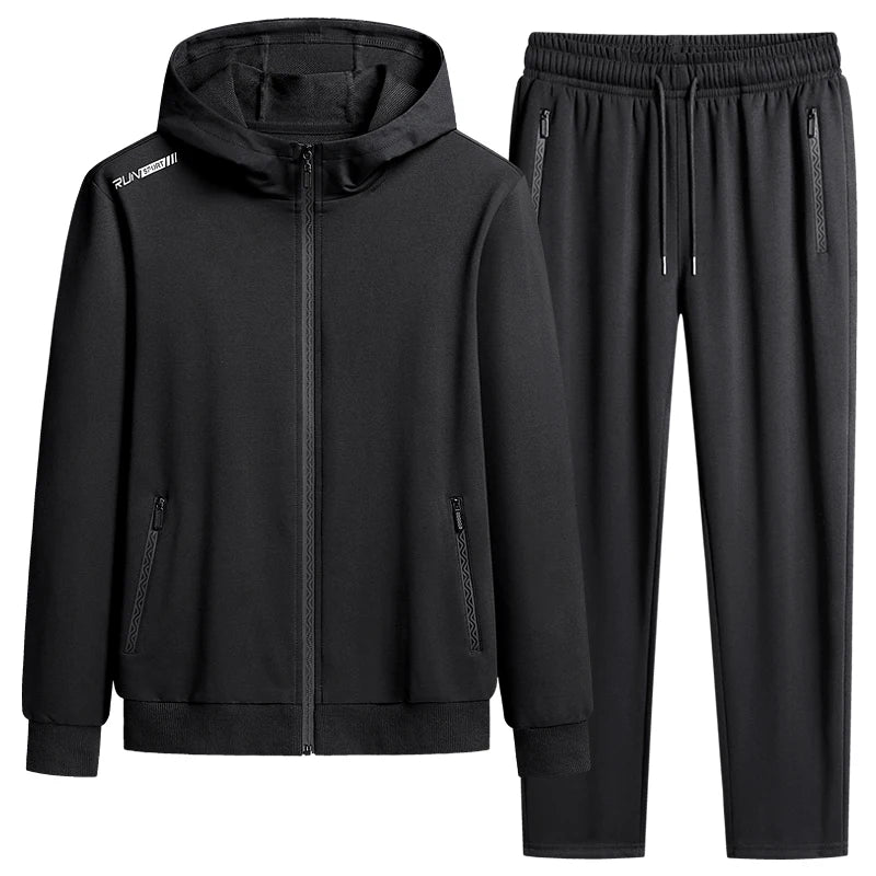 2023 Men Fleece Hooded Casual Sports Reflective Tracksuit Sets Man Sportswear Joggers Suits Sweatpants Jacket Male Plus Size 8XL