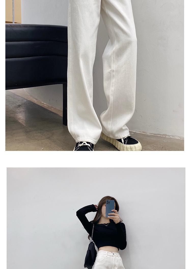 Autumn Spring Denim Pant Women Jeans Vintage Straight Trousers Fashion Female White Black Solid Loose Casual Wide Leg Pants