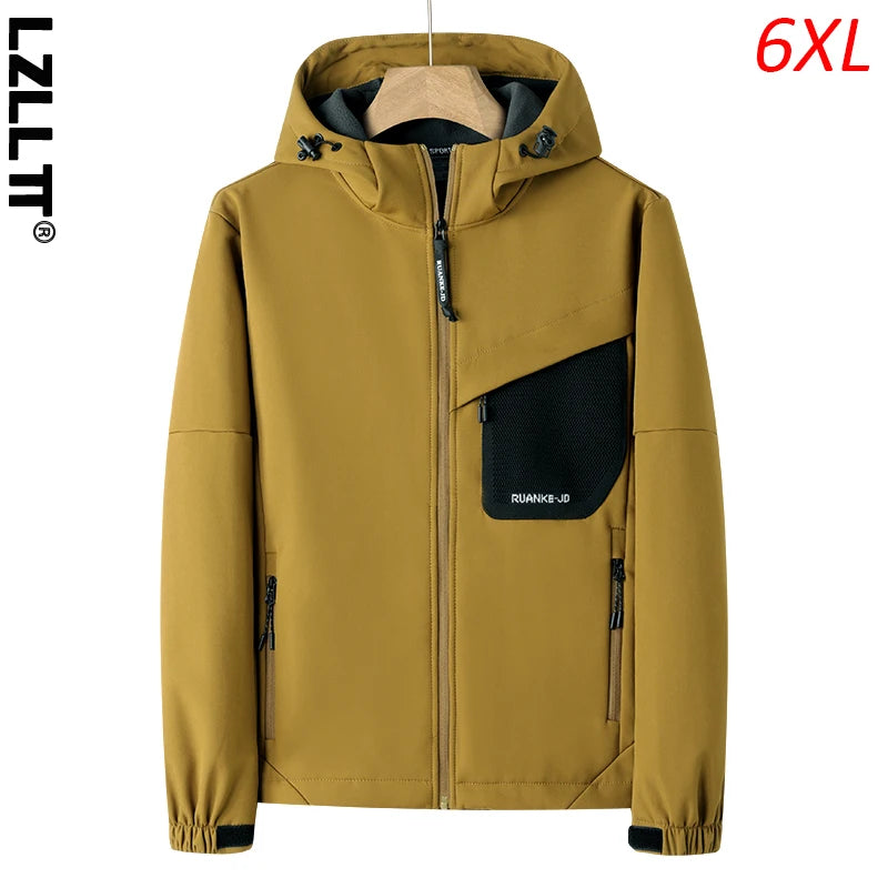 Winter Men Waterproof Outdoor Fleece Jacket Coat Man Sport Jogger Hike Jacket Man Hood Multi Pocket Windproof Windbreaker Jacket