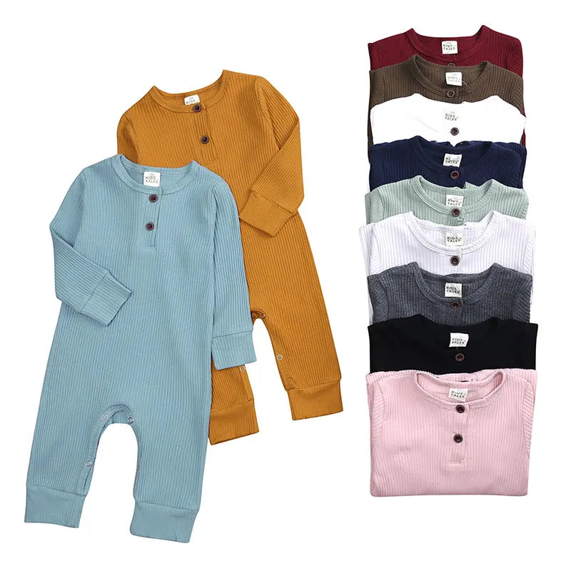 Spring Autumn Baby Clothes Boys Rompers Cotton Long Sleeve Toddler Romper Solid Color Newborn Baby Clothes 0-24 Months