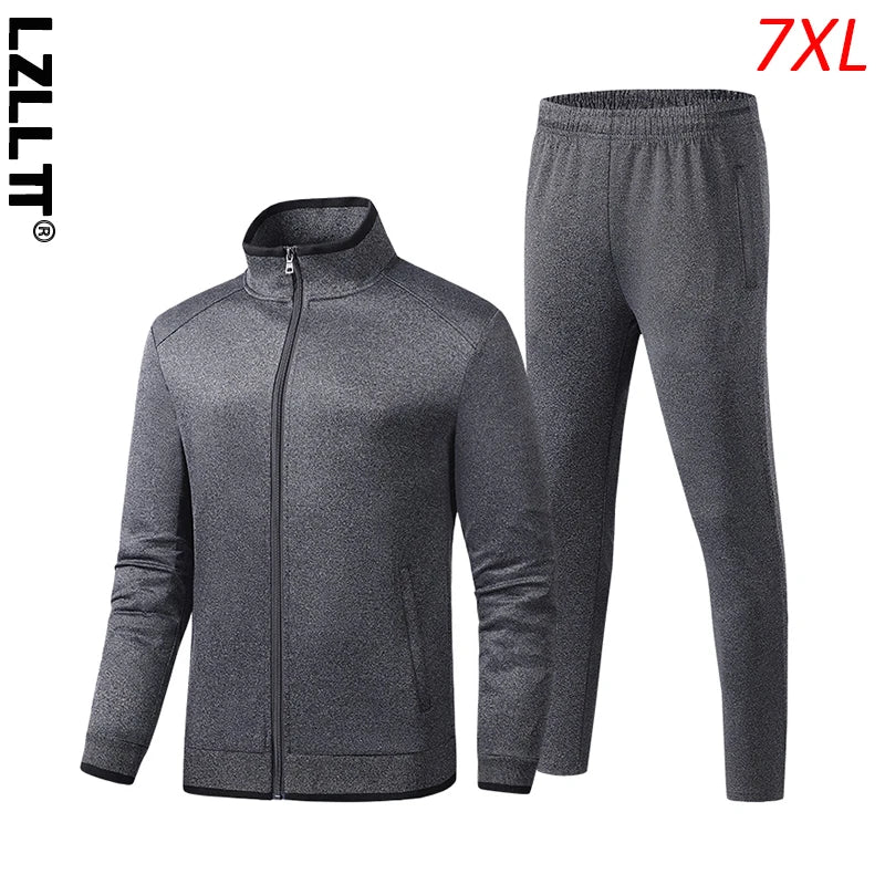 Spring Autumn Men Casual Sport Sportswear Tracksuit Suits Mens Joggers Running 2 Pieces Sets Sweatpants Jacket Male Big Size 7XL