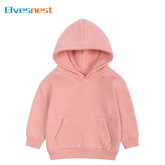 Fashion Solid Color Children's Clothing Boys Hoodies Winter Warm Kids Clothes Girls Tops Cotton Long Sleeve Hoodies 1-13 Years