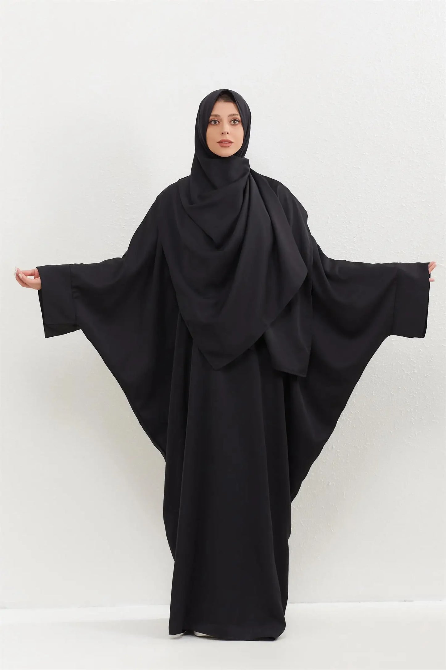 Two Pcs Muslim Abaya Women Jilbab Islamic With Hijab Clothing Dubai Saudi Robe Turkish Modesty Prayer Dresses Kaftans