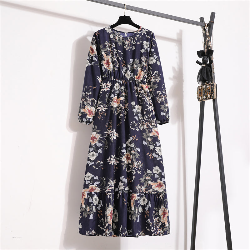 Spring Summer Women Maxi Dresses Casual Full Sleeve Floral Printed O-neck Woman Bohe Beach Party Long Dress Mujer Vestidos